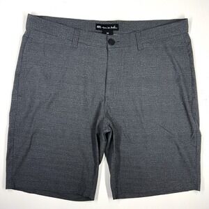 Travis Mathew Performance Shorts Mens Sz 36 Dark Gray‎ Check Lightweight Golf